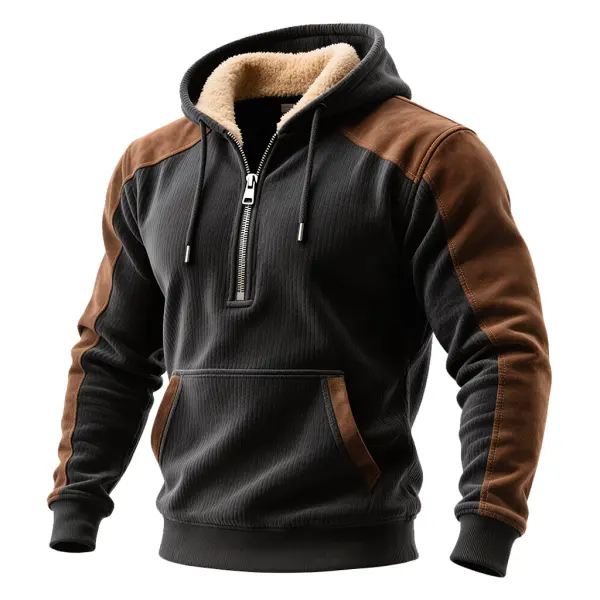 Men's Vintage Warm Winter Hoodie With Sherpa Lining - Wayrates.com 