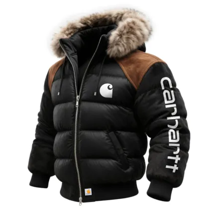 Carhartt Vintage Men's Contrast Color Stitching Fur Collar Stand Collar Hooded Jacket