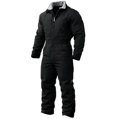 Men's Vintage Black Duck Work Quilted Insulated Coverall Long Sleeve Jumpsuit