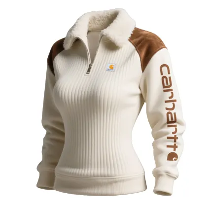 Women's Contrasting Suede And Lambswool Lapel Sweatshirt