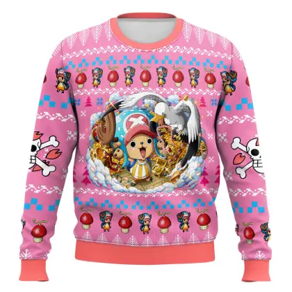 Anime-style Printed Round-neck Christmas Ugly Sweatshirt Pirate Gang Sweater