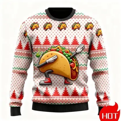 Festive Taco Dance Ugly Christmas Sweater