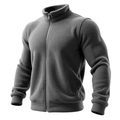 Casual And Comfortable Polar Fleece Jacket With Full Zip And Stand Collar