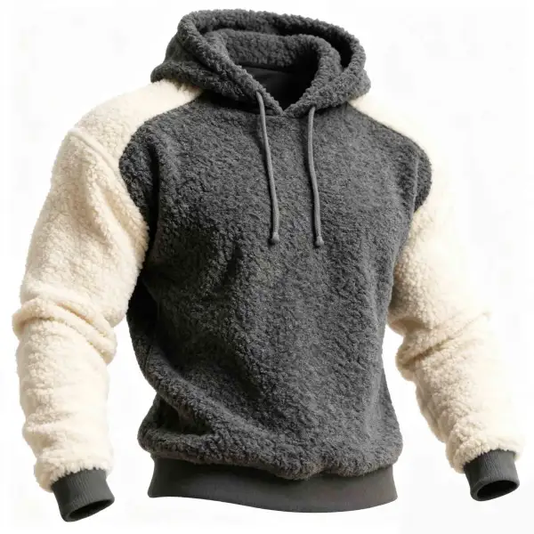 Cozy Gray And Cream Sherpa Hoodie - Wayrates.com 