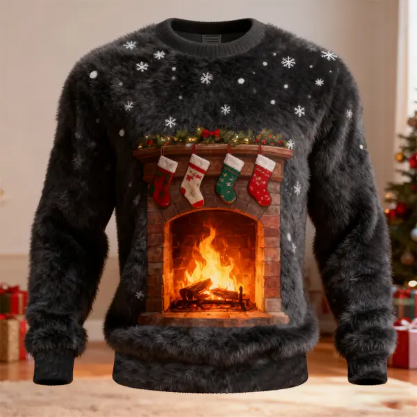 3D Print Unisex Christmas Ugly Sweater Fleece Socks Crew Neck Sweatshirt - Wayrates.com 