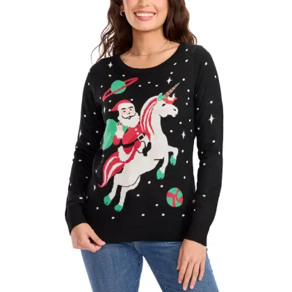 Women's Santa Unicorn Ugly Christmas Sweatshirt
