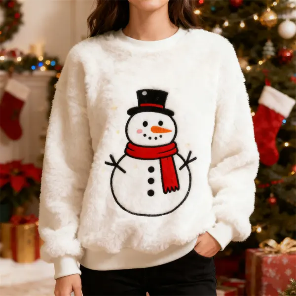 3D Print Unisex Christmas Ugly Sweater Fleece Snowman Crew Neck Sweatshirt - Wayrates.com 