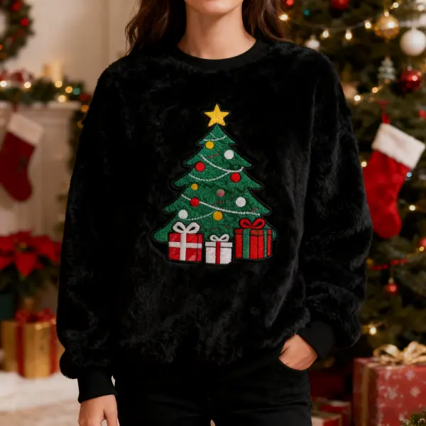 3D Print Unisex Christmas Ugly Sweater Fleece Christmas Tree Crew Neck Sweatshirt - Wayrates.com 