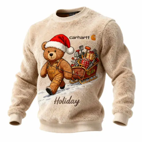 3D Print Unisex Christmas Ugly Sweater Fleece Bear Gift Crew Neck Sweatshirt - Wayrates.com 
