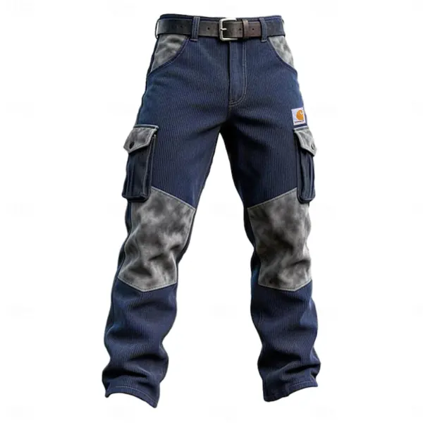 Men's Retro Workwear Cargo Pants With Reinforced Knees - Wayrates.com 