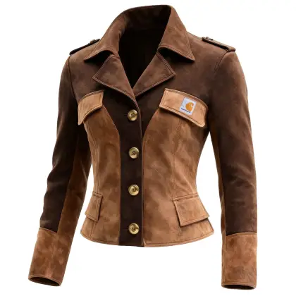 Women's Vintage Brown Suede Jacket With Contrast Panels