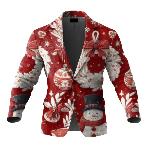 Festive Christmas Print Blazer For Holiday Celebrations - Wayrates.com 