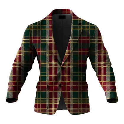 Festive Christmas Corduroy Golden Line 3d Print Blazer For Holiday Celebrations