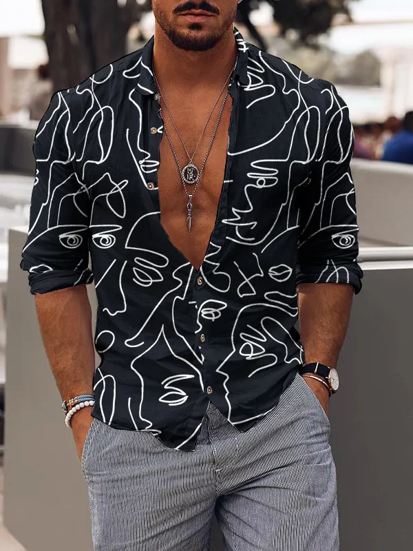 Casual holiday pattern printing mens shirt - Sunshinenice.com 