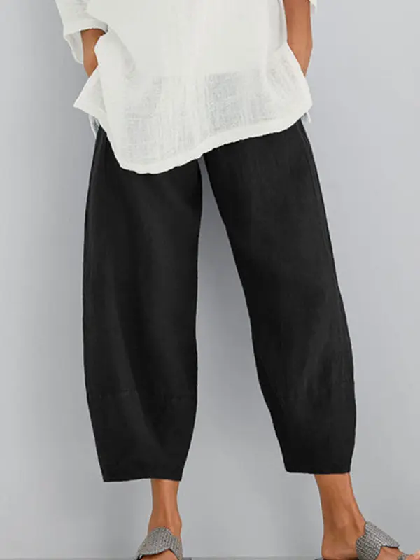 Solid color casual fashion nine points casual pants - Miuwell.com 