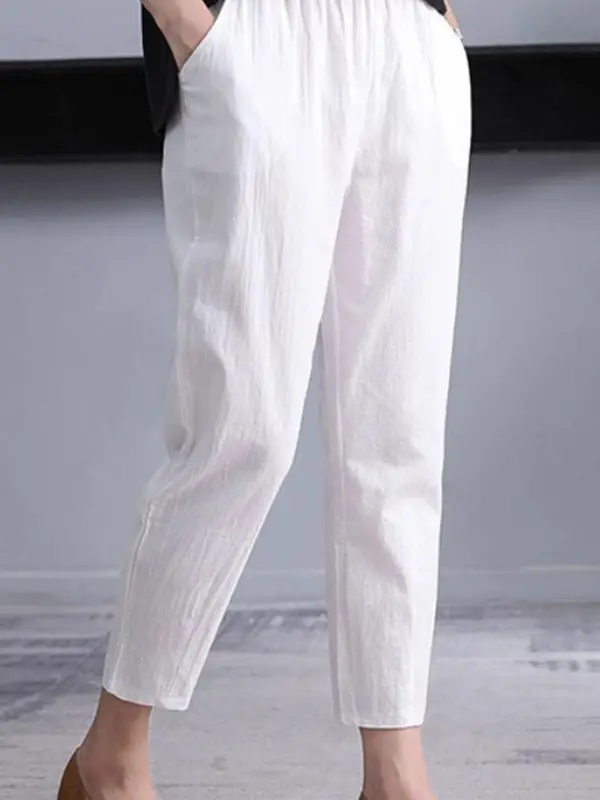 Loose Cotton And Linen Casual Pants - Miuwell.com 