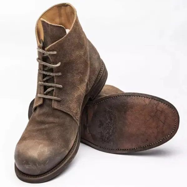 Men's Suede Leather Lace Up Oxfords Chukka Ankle Boots 