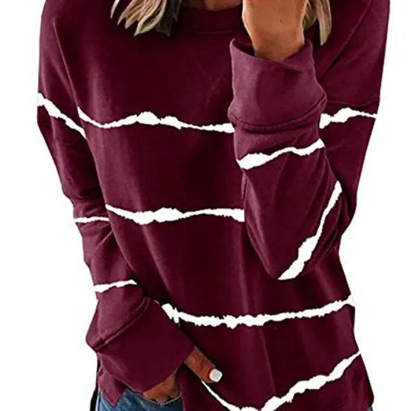 Round Neck Striped Long Sleeve T-shirt Only $32.89 - Wayrates.com 