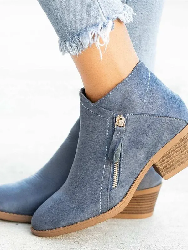 Women's Fashion Low Heel Ankle Boots - Oasisjoy.com 