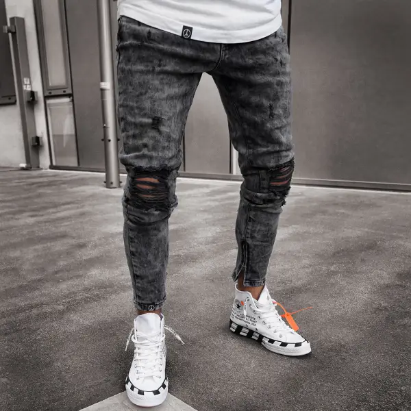 Men's Casual Fashion Ripped Slim Fit Jeans TT230 - Keymimi.com 