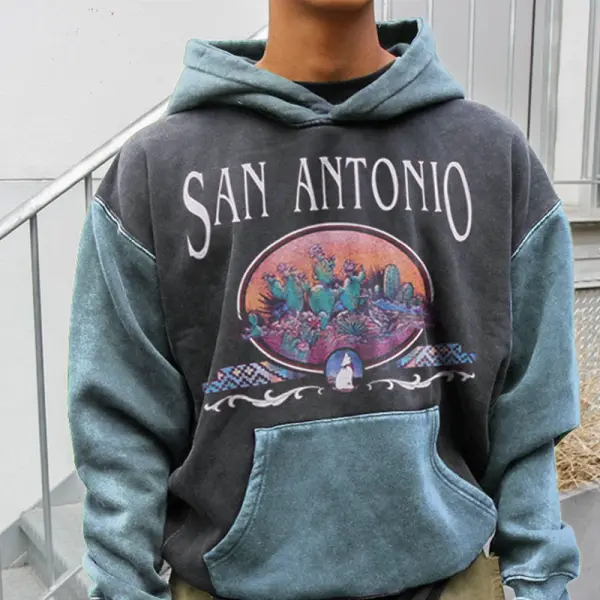 sudadera con capucha casual retro sin género de San Antonio en contraste - Faciway.com 