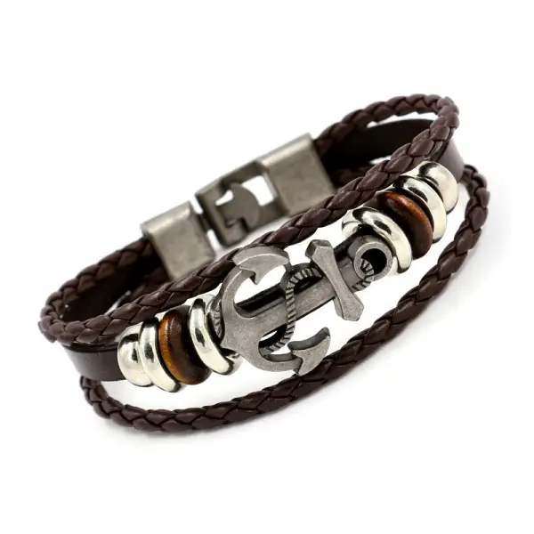 Anchor Leather Bracelet - Keymimi.com 