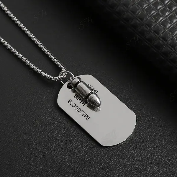 Chain Bullet Army Brand Pendant Long Necklace - Keymimi.com 