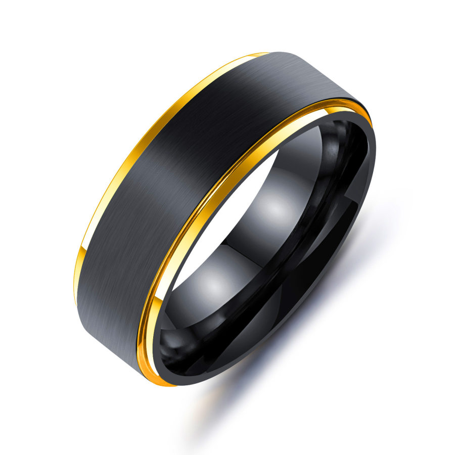 

Titanium Steel Ring Colorful Black Gold Lasha Electroplating Ring