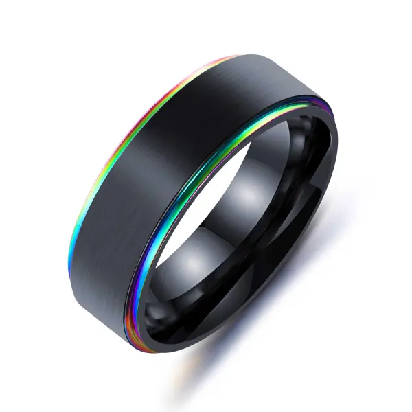 Titanium Steel Ring Colorful Black Gold Lasha Electroplating Ring - Keymimi.com 
