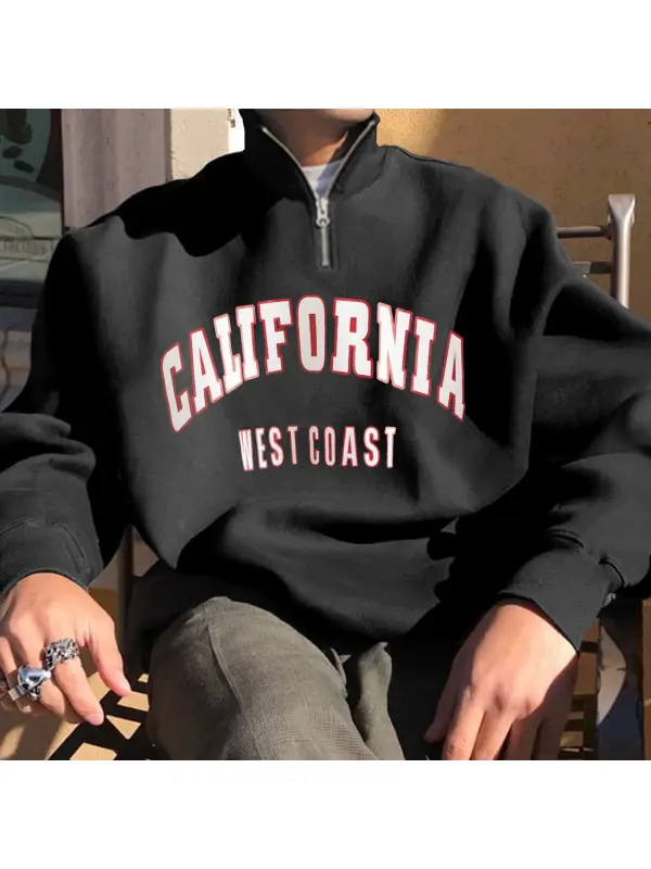 Men's California Casual Printed Zipper Polos Sweatshirt - Anrider.com 