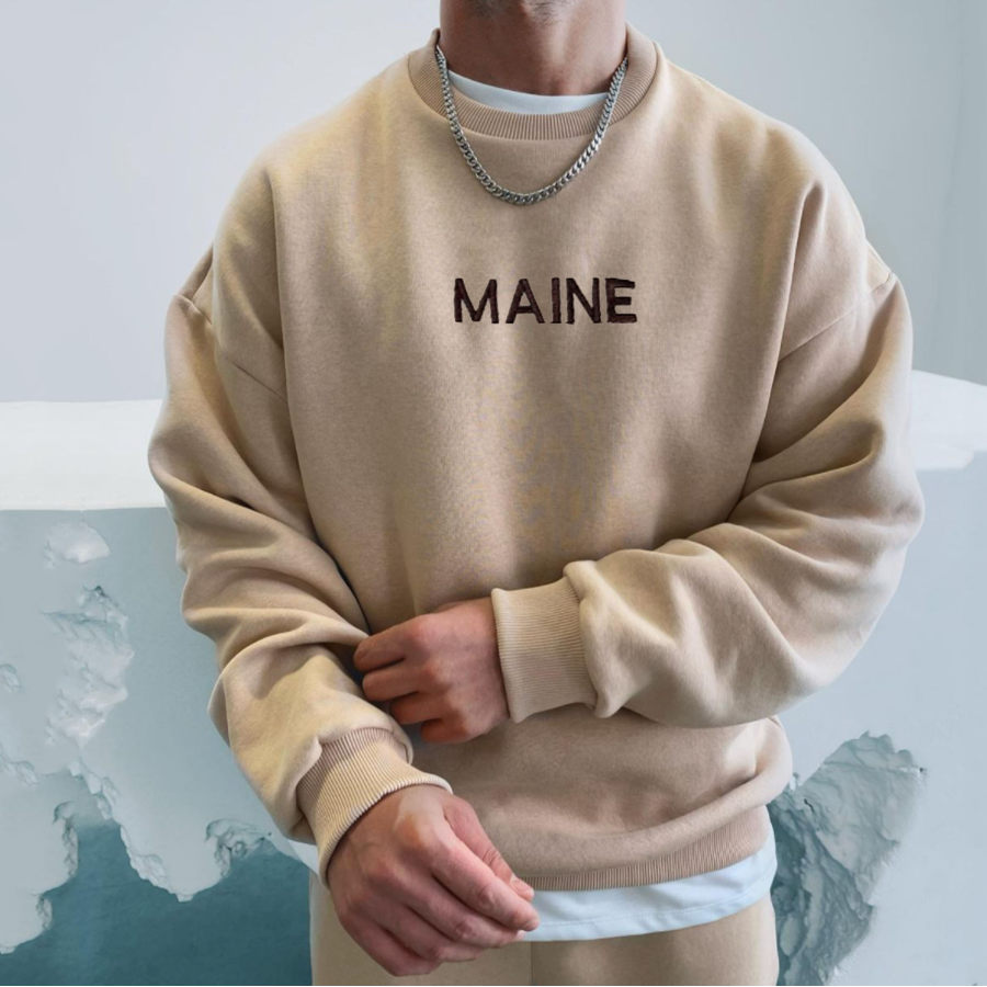 Retro Men`s Casual Simple Maine Sweatshirt 