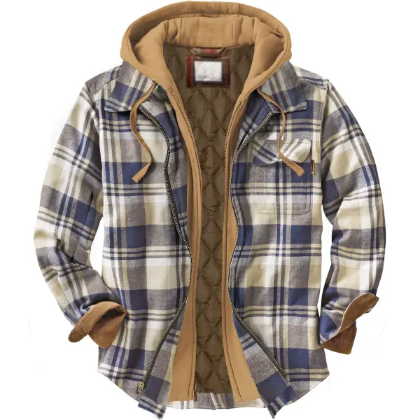 Men's Autumn & Winter Outdoor Casual Checked Hooded Jacket - Wayrates.com 