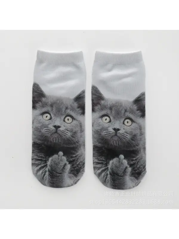 Unisex 3D Cat Print Socks - Aptkoi.com 