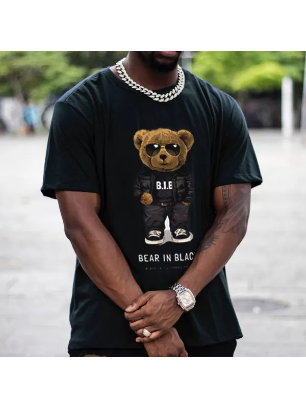 Men's Vintage Teddy Bear Print T-Shirt - Anrider.com 