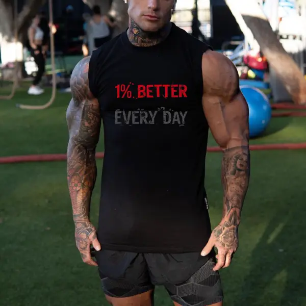 1% Better Every Day Men's Printed Tank Top - Mobilittle.com 