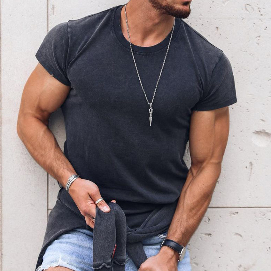 

Men's Casual Basics Round Neck Cotton Short Sleeve T-Shirt