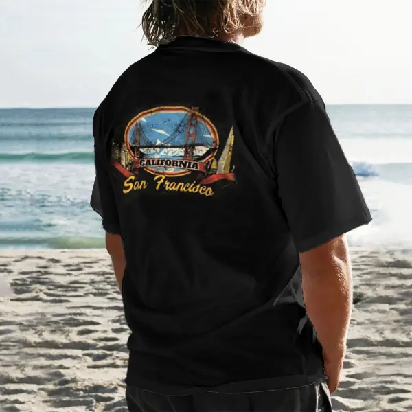 Unisex Men's San Francisco Retro Surfing T-shirt - Dozenlive.com 