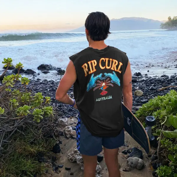 Men's Vintage Rip Curl Surf Sleeveless Top - Yiyistories.com 