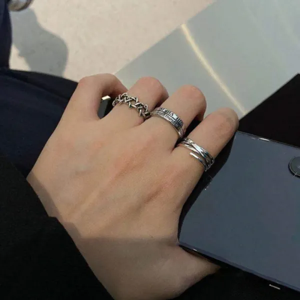 Retro Six Star Roman Numerals Opening Ring - Wayrates.com 