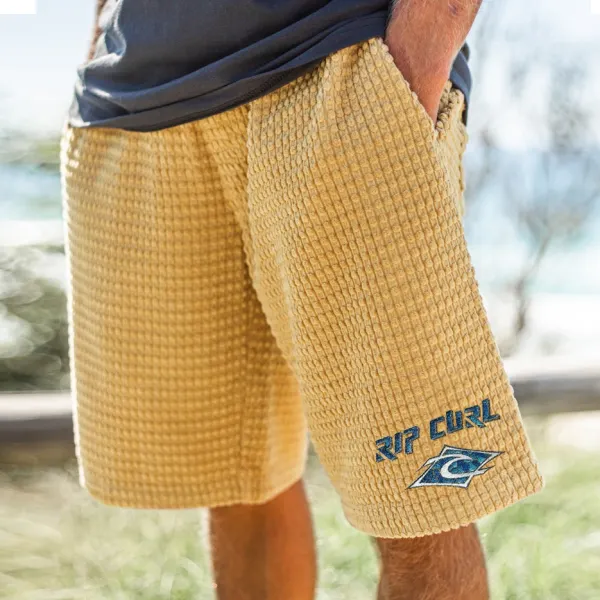 Vintage Men's Rip Curl Print Surf Shorts Vacation Casual Comfortable Beach Shorts - Nicheten.com 