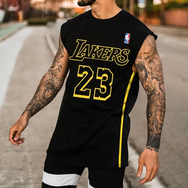 Men's Lakers Nba Print Casual Sports Vest - Elementnice.com 