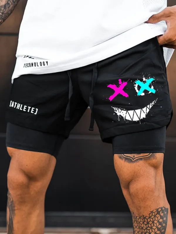 Men's Smiley Shorts Performance Shorts - Menwyx.com 