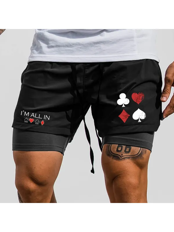 Playing Card Print Gym Performance Shorts - Ootdmw.com 