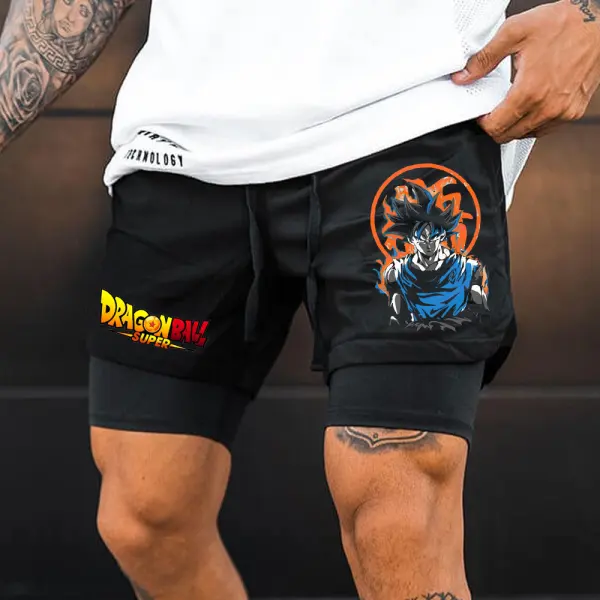 Men's Dragon Ball Anime Sports Double Layer Shorts - Yiyistories.com 
