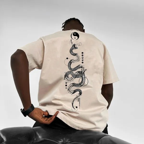 Tai Chi Snake Design Oversized T-shirt - Trisunshine.com 