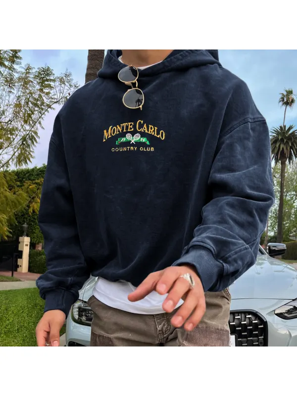 Vintage Unisex Monte Carlo Country Club Hoodie Sweatshirt - Wearmw.chimpone.com 