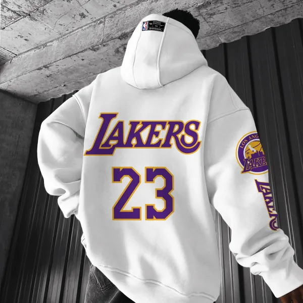 Oversized Comfortable Casual NBA Lakers Hooded Sweatshirt Pullover - Manlyhost.com 