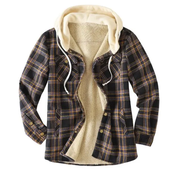 Mens Plaid Thick Plush Casual Jacket - Faciway.com 