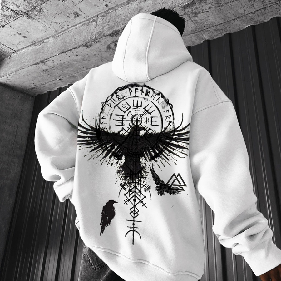 

Oversize Vikings Totem Print Hoodie