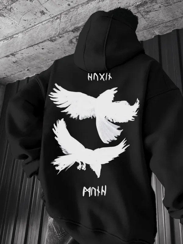 Nordic Viking Huginn Muninn Hoodie - Sunshinetip.com 